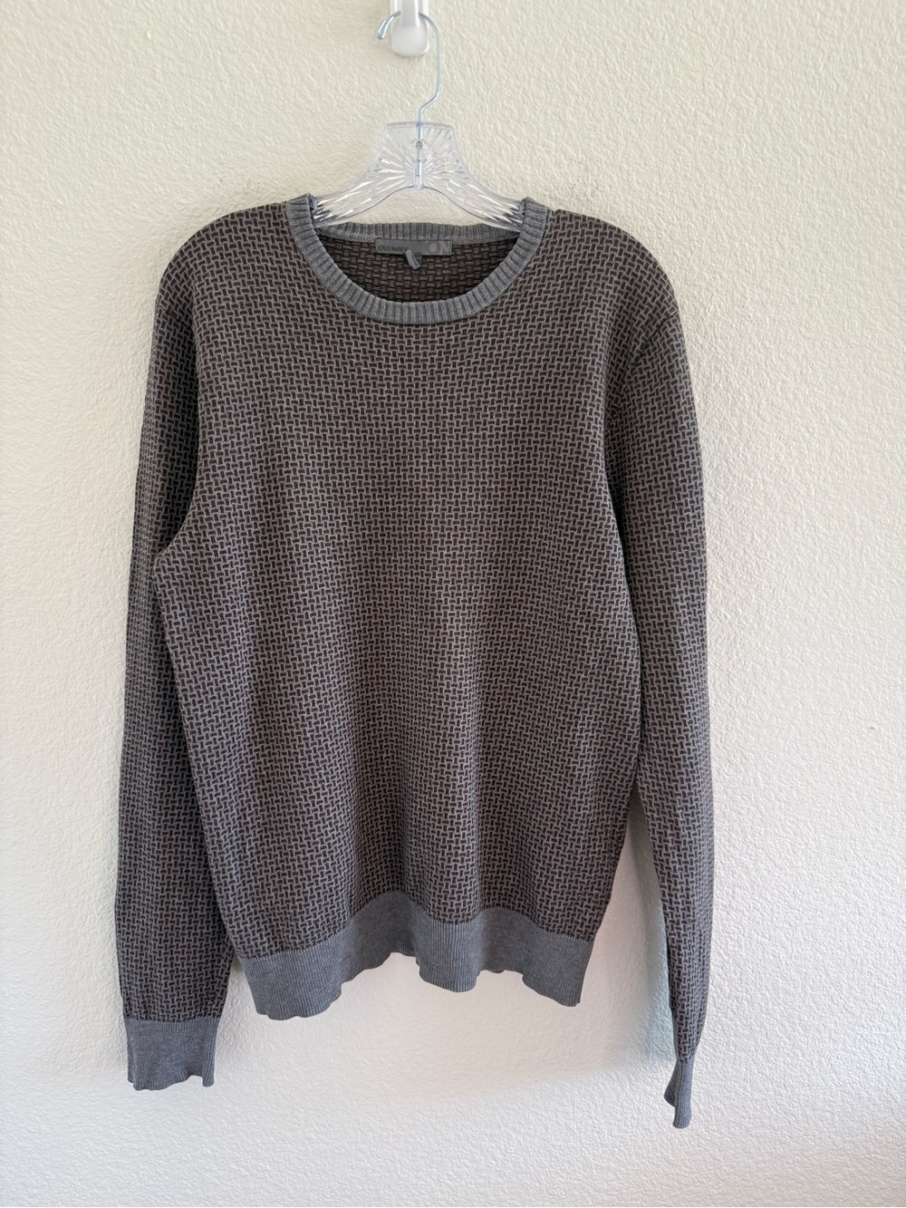 Old Navy 100% Cotton Men's Charcoal and Brown Knit Crewneck Sweater- Vintage